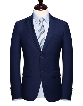 新品西装男套装职业正装青年上班西服结婚礼服商务修身外套 藏蓝色