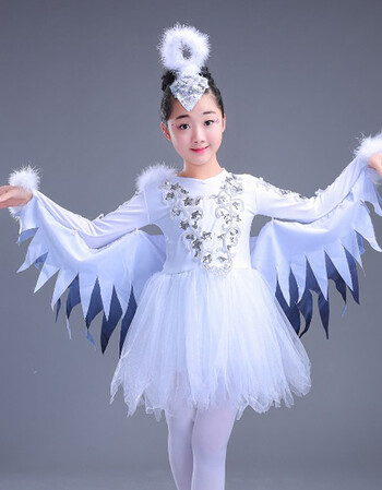 瓦妮莲 儿童演出服动物表演服女童套装孔雀舞蹈服装小鸡小鸟舞蹈演出