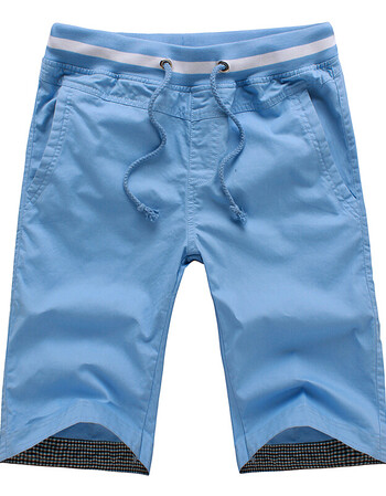 男士短裤夏季修身五分沙滩裤 男休闲5分中裤夏天薄款马裤潮流 浅蓝 xl