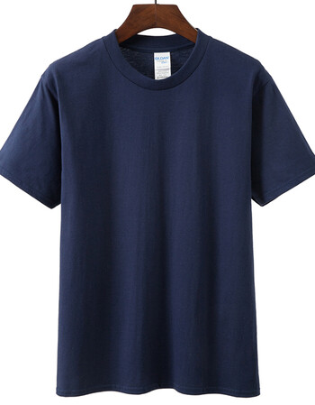 纯棉日系t恤男短袖休闲圆领纯色打底衫 小清新男女款t恤衫 藏青色 m