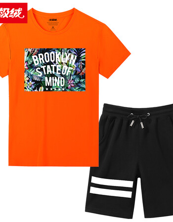 橙圆t/大满花空心-黑短裤/两条杠 男5xl