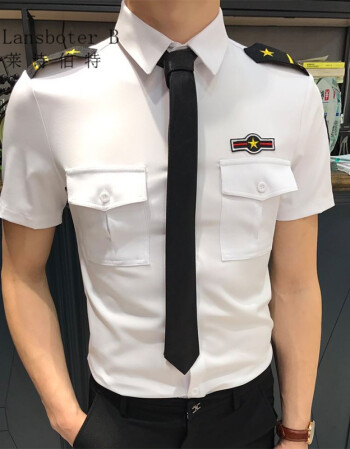 2018夏季新款男土空少上衣空軍制服男少爺服裝夜場長袖髮型師襯衫 c69