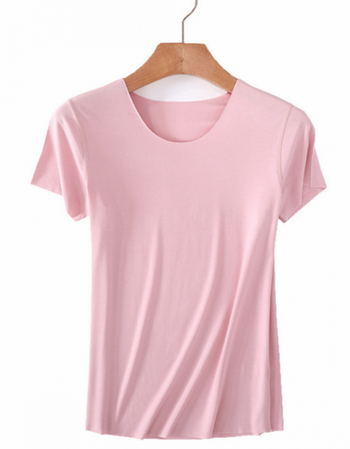 2017夏季新款莫代尔女士短袖t恤宽松纯色无痕v领韩版百搭打底衫薄