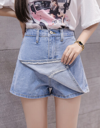 法贝卓 2018夏季新款韩版牛仔短裤女裙裤高腰百搭学生a字半身短裙热