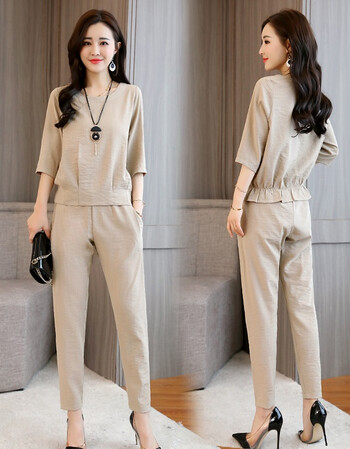 纤衣良品2018夏装新款夏季女装套装女原创小脚裤套装两件套d6099