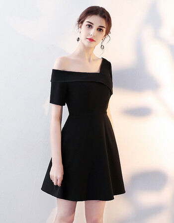 年会小晚礼服裙女2018新款宴会聚会生日派对连衣裙黑色短款一字肩