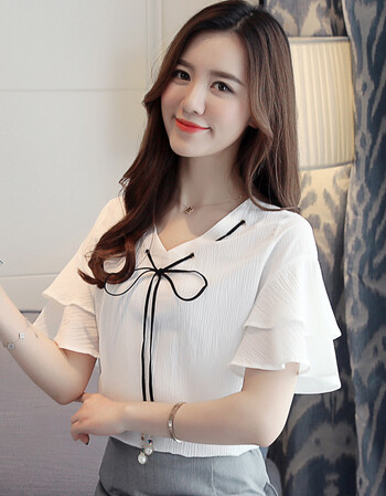 短袖t恤女装夏装2018新款潮韩版时尚夏天衣服宽松雪纺衫上衣百搭 181