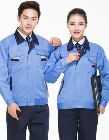 工作服套装男 定制汽修劳保工服 春秋工厂车间装饰维修工装 浅艳蓝色