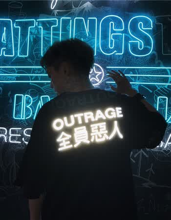 ins火全员恶人短袖t恤男女情侣韩版宽松潮流个性反光原宿体恤衫 黑色