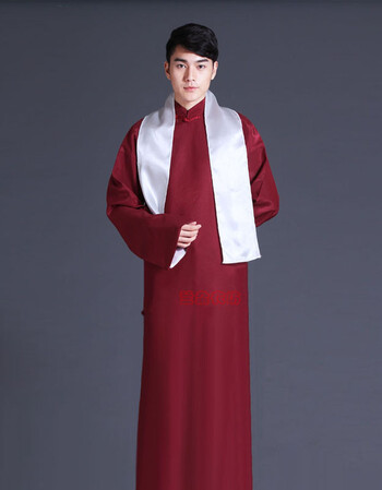 中式长袍马褂先生相声表演出服装复古盘扣民国长衫大褂男士伴郎服 酒
