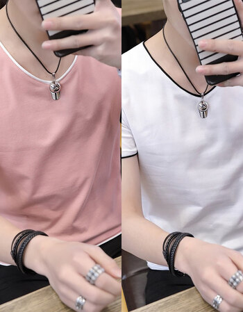 t恤男2018夏季新款男士短袖上衣服韩版潮男纯色男装小