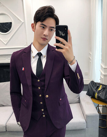 西服套装男韩版青年帅气正装英伦风修身西装新郎结婚礼服小码男装