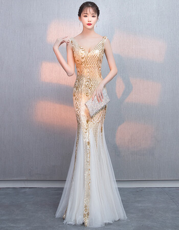 晚礼服女2018新款宴会高贵优雅性感主持人长款鱼尾名媛聚会连衣裙