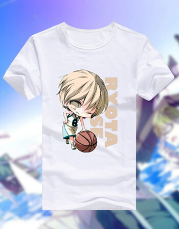 黑子的篮球 动漫周边衣服 卡通印花短袖t恤男圆领休闲文化衫 白t黄濑