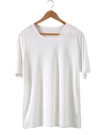 真丝短袖t恤男桑蚕丝针织文化汗衫中老年爸爸装老头衫圆领体恤衫 白色