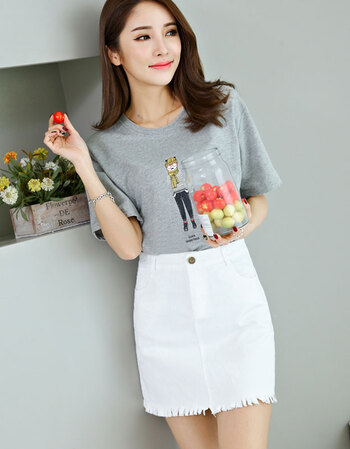 白色牛仔裙女夏高腰包臀裙毛边半身裙短裙一步裙流苏牛仔短裙潮 白色