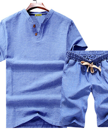 士格诚品男士套装2016年新款时尚修身休闲套装sg1069 蓝色 xl