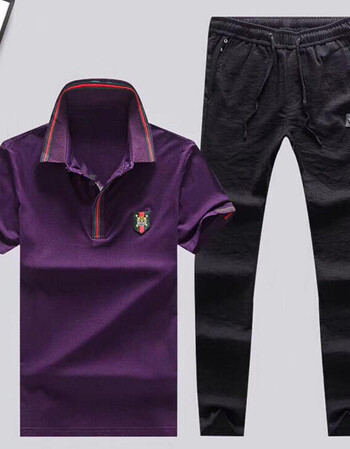 percent boy香港潮牌男装古奇风格小蜜蜂短袖polo衫套装翻领半袖t恤两