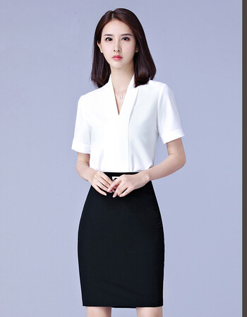 2018夏装时尚职业装女装衬衫套裙名媛ol工作服女商务正装套装 短袖