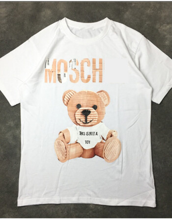 春夏新款宽松纯棉卡通印花小熊短袖t恤女款情侣装男 白色纸壳熊 l