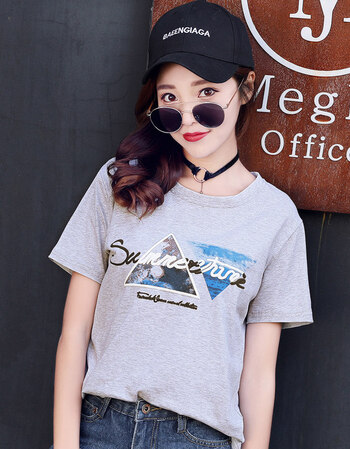 2018新款夏季ulzzang短袖女纯棉大码宽松卡通粉红t恤休闲百搭半袖