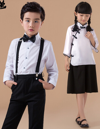 漫呦呦幼儿童大合唱男女童女孩五四民国学生服毕业典礼礼服背带裤学生