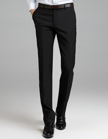 韩版修身商务休闲西服裤男职业正装西装裤子夏季小脚长裤 黑色春秋款