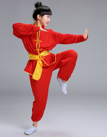儿童武术演出服装青少年太极练功服短袖中小学生中国功夫表演服装wft