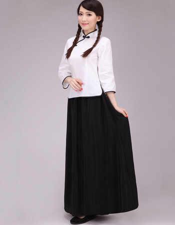 民国学生装女装五四青年装棉质民国风复古毕业班校服古装演出服 纯棉