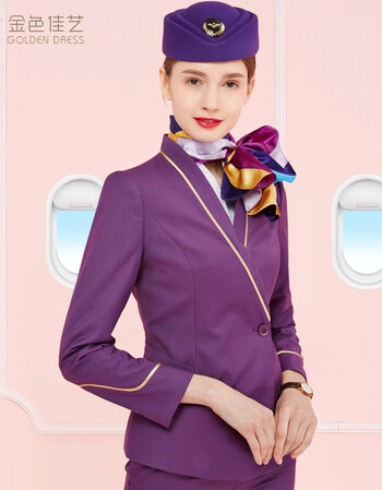 职业套装酒店前台珠宝店美容师航空工作服女夏装定制品质新品 浅紫色