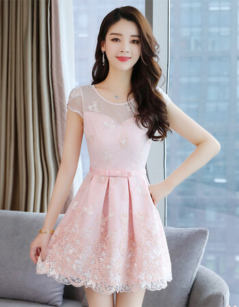 珂梵图少女心仙女裙公主裙超仙韩版小清新裙子女夏季学生蕾丝连衣裙