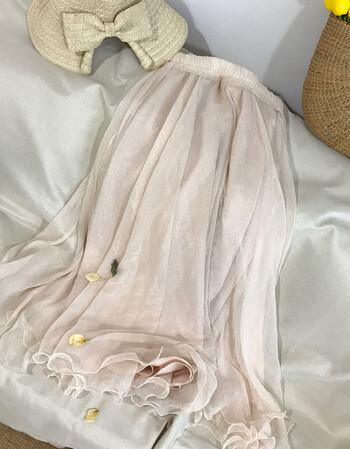 店主款 仙飘逸纱质长裙半身裙 金裸色 xs