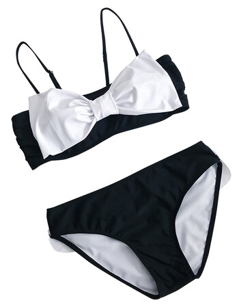 oloey品牌分体泳衣女性感小胸聚拢可爱学生比基尼三角裤蝴蝶结游泳装