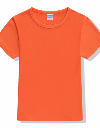 儿童节班服定制t恤印logo莫代尔插肩团体服工作服夏季广告衫 圆领橘色