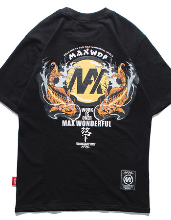 中国复古风竹节纯棉透气修身男装刺绣中文短袖t恤男潮牌原宿半袖 黑色