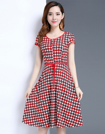 雪纺连衣裙女2018夏季新款韩版中长款收腰显瘦气质连衣裙sn4689 红色