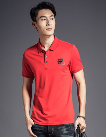 2018夏季新品男士polo衫定做刺绣男式t恤翻领男装短袖 红色 52