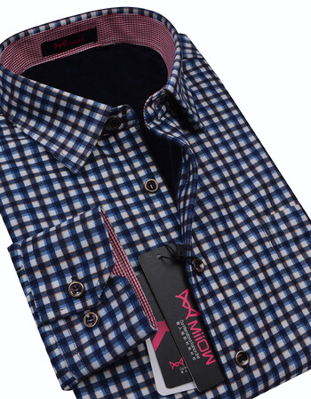 猫人保暖衬衫 冬季加绒加厚商务休闲红色方格子男士保暖衬衣5-1 5-7