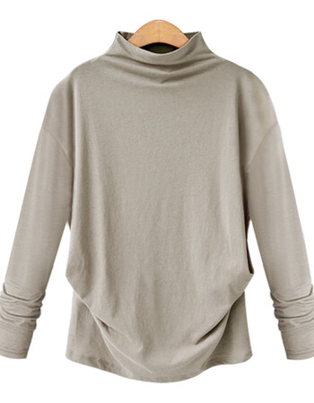 半高领打底衫韩版宽松中长款上衣百搭女衣服sn0488 5300浅灰色(长袖)