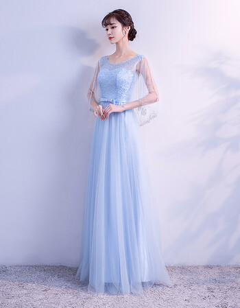 礼服裙女2018连衣裙天蓝色长款端庄大气名媛聚会晚礼服女宴会 天蓝色