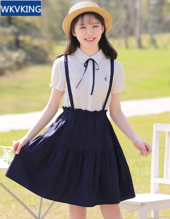 king芭拉谷2018少女连衣裙夏季新款甜美学院风初高中学生假两件吊带裙