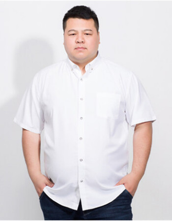 特大码男职业白色短袖衬衫夏季加肥加大肥佬胖爸爸商务衬衣300斤 白色