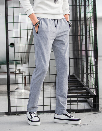 薄款运动裤男式休闲裤男长裤青少年纯棉直筒裤子宽松针织卫裤 浅灰 xl