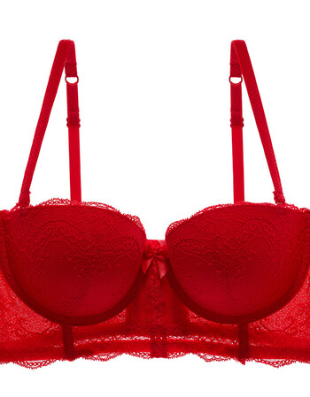 法式性感蕾丝内衣小胸聚拢调整型收副乳文胸舒适半杯胸罩 红色单件