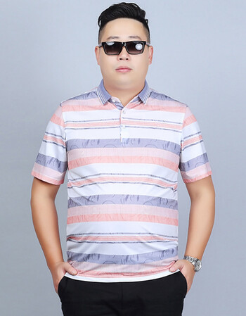 胖哥哥夏装胖子短袖t恤男士冰丝翻领胖人大码加肥加大肥佬中年爸爸