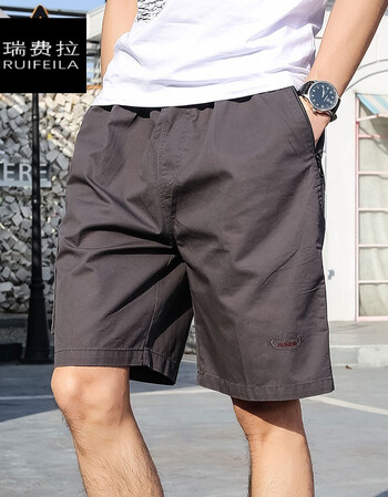 中老年男士爸爸短裤夏季外穿中年五分裤沙滩裤宽松休闲老年人中裤 铁