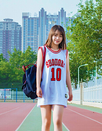 中长款无袖数字连衣裙球衣女原宿宽松bf风篮球服学生背心t恤yy 白色10