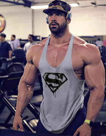 新款健身健美工字背心运动跑步跨栏棉宽松吊带背心无袖男欧美帅气