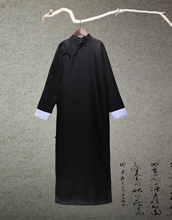 月柏吟中式长袍民国长衫男先生小品评书相声大褂风复古民族服装2018