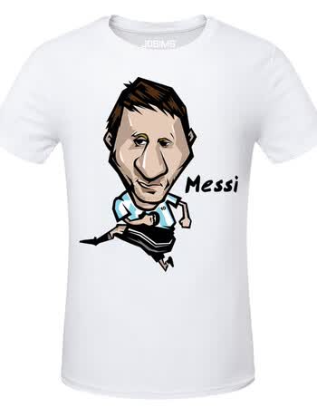 阿根廷 messi梅西 球衣队服 卡通q版 白色 xl码